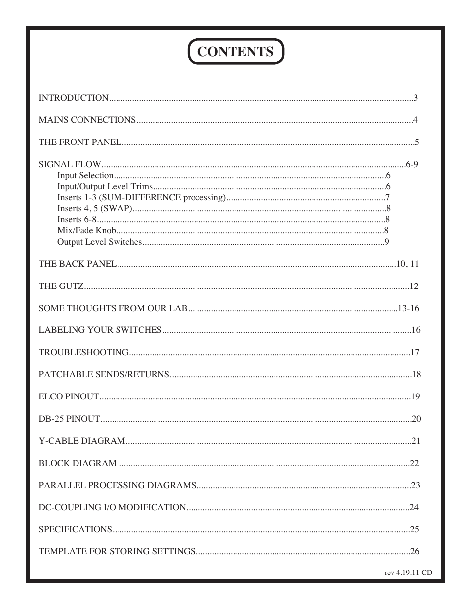 Manley BACKBONE Mastering Insert Switcher 2003 - present User Manual | Page 2 / 26