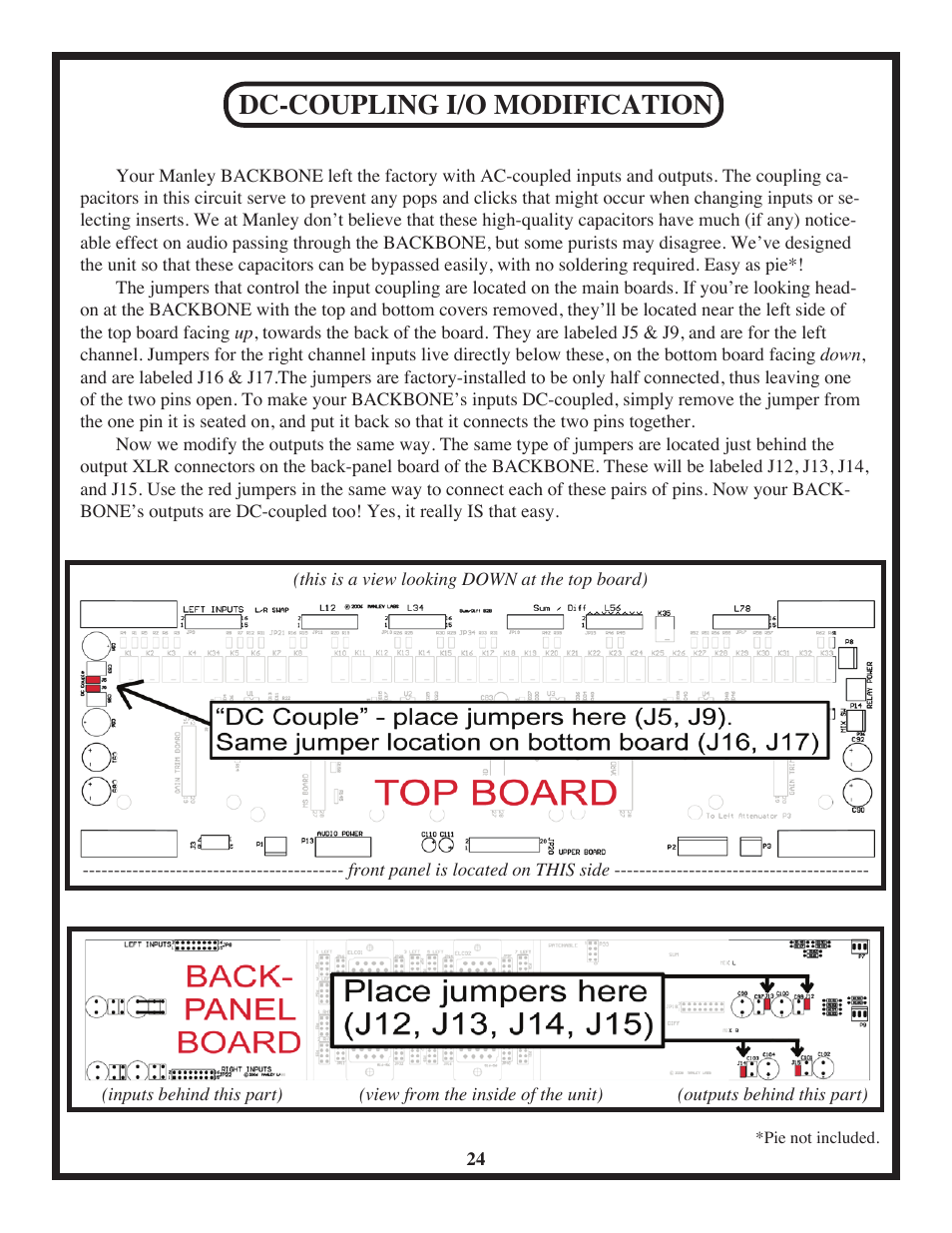 Dc-coupling i/o modification | Manley BACKBONE Mastering Insert Switcher 2003 - present User Manual | Page 24 / 26