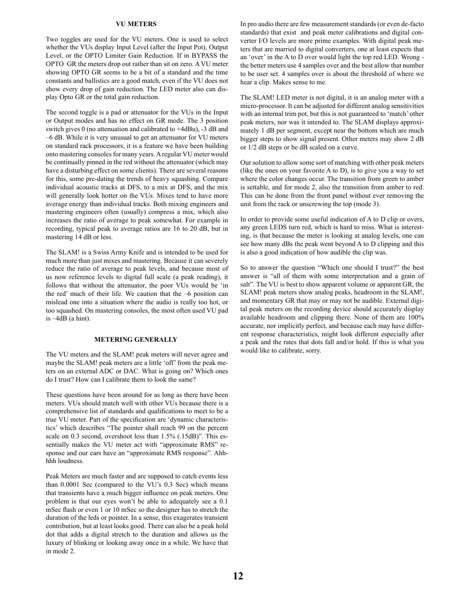 Manley SLAM! User Manual | Page 12 / 29