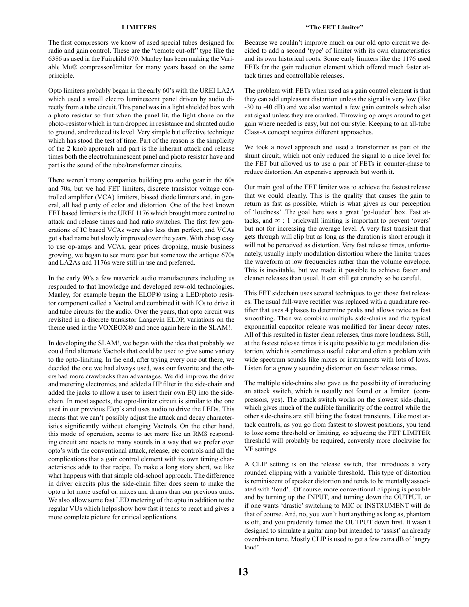 Manley SLAM! User Manual | Page 13 / 29