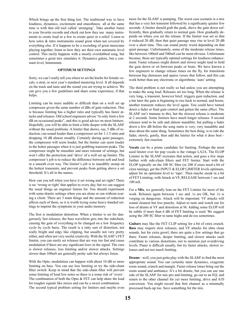 Manley SLAM! User Manual | Page 15 / 29