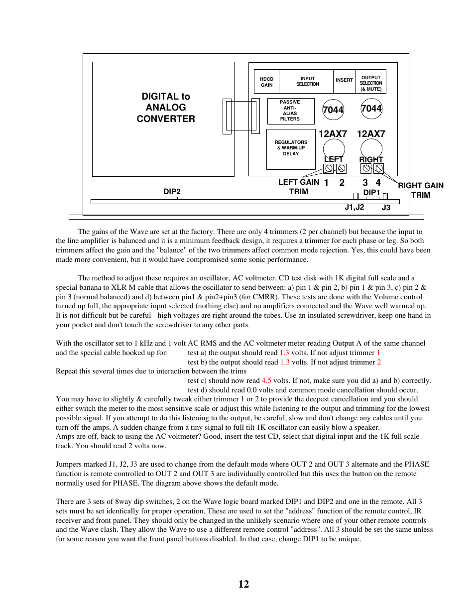 12ax7, Digital to analog converter | Manley The WAVE DAC/Preamp 20 Bit Version Serial Code WAVE000-015 1999 - 2002 User Manual | Page 12 / 20