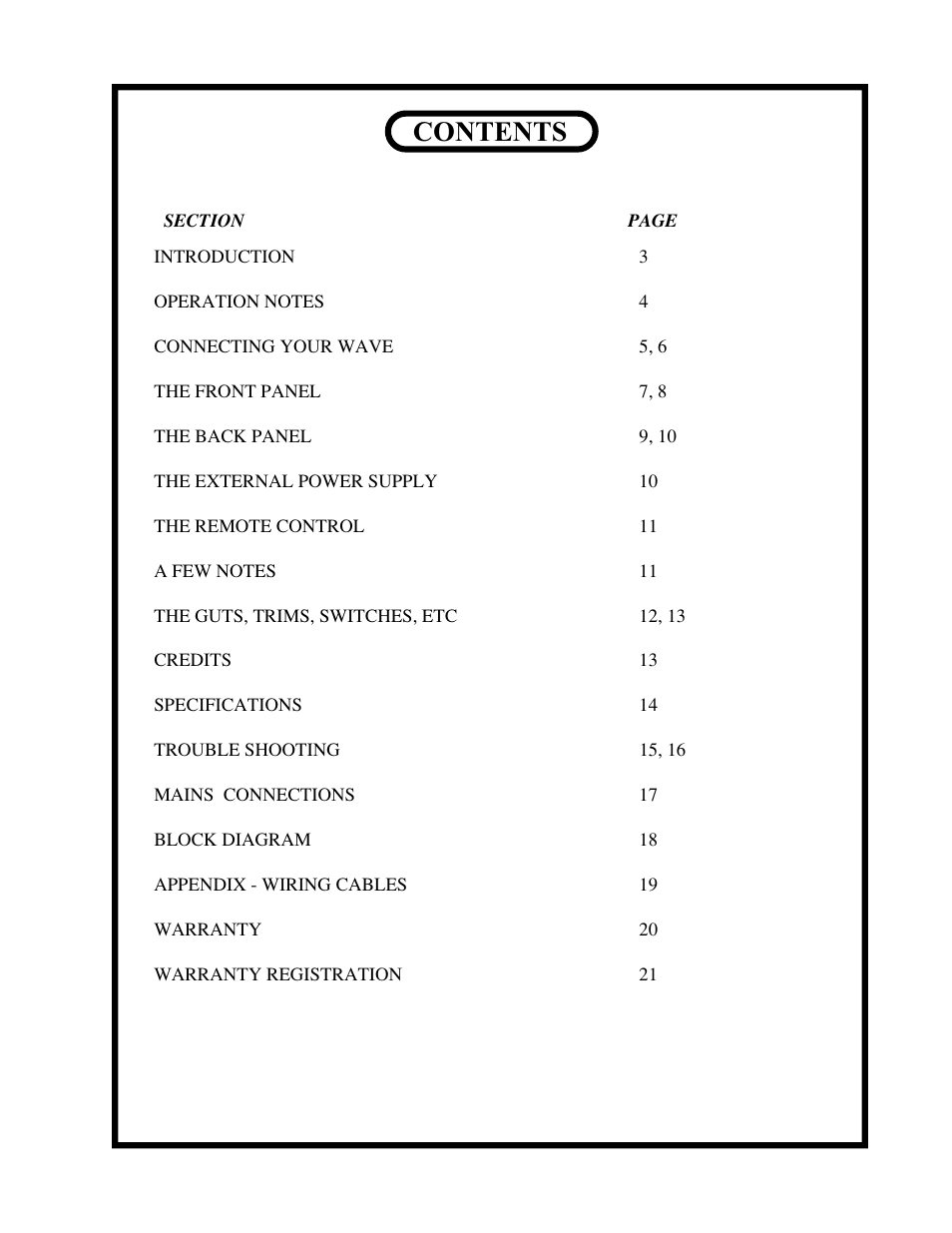 Manley The WAVE DAC/Preamp 20 Bit Version Serial Code WAVE000-015 1999 - 2002 User Manual | Page 2 / 20