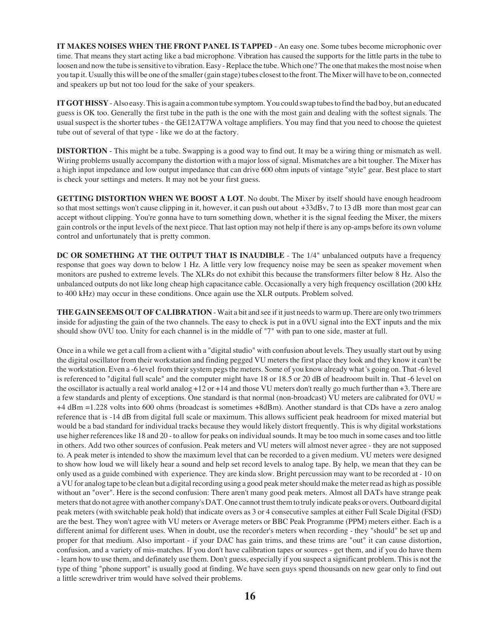 Manley 16 x 2 TUBE MIXER 2002 - present above 106 User Manual | Page 16 / 22