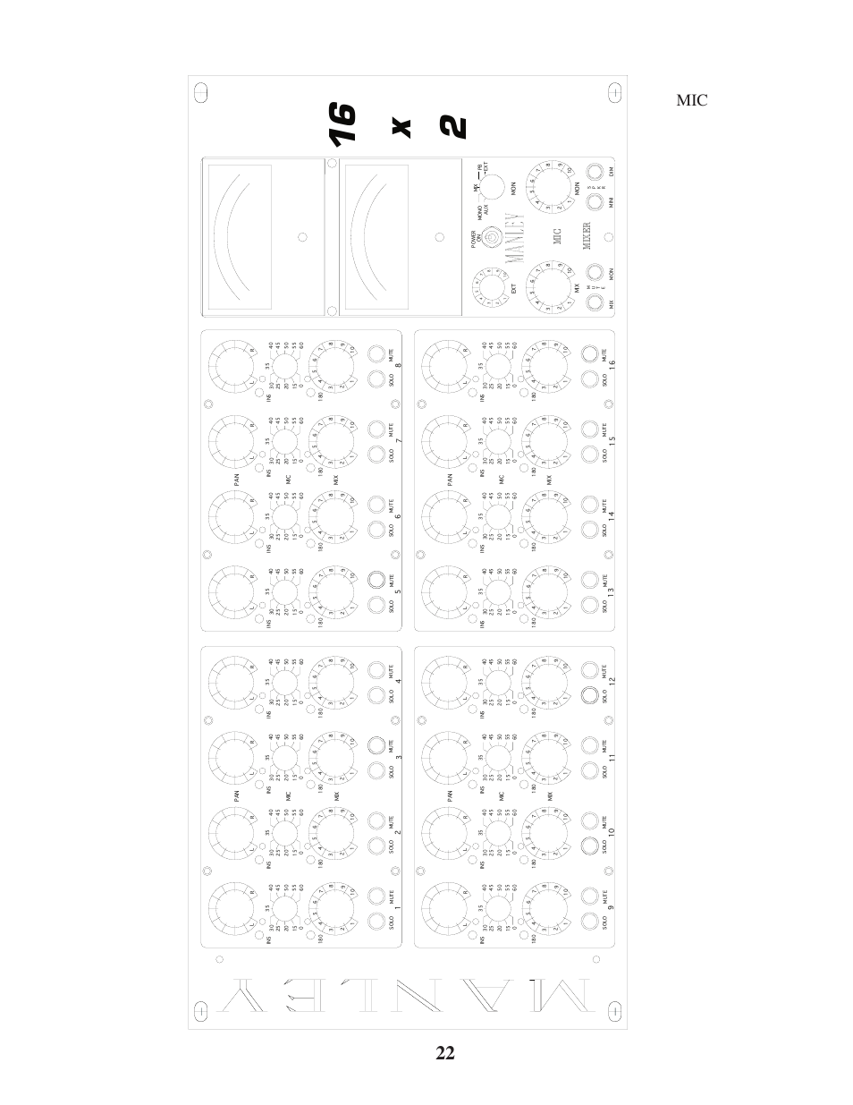 16 x 2, Mic mixer | Manley 16 x 2 TUBE MIXER 2002 - present above 106 User Manual | Page 22 / 22