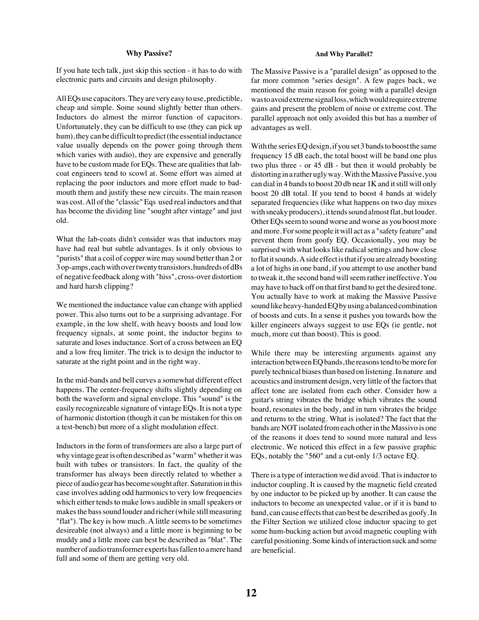 Manley LANGEVIN MINI MASSIVE STEREO EQ User Manual | Page 12 / 31