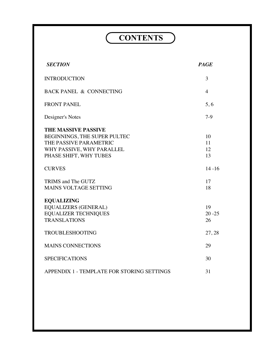 Manley LANGEVIN MINI MASSIVE STEREO EQ User Manual | Page 2 / 31