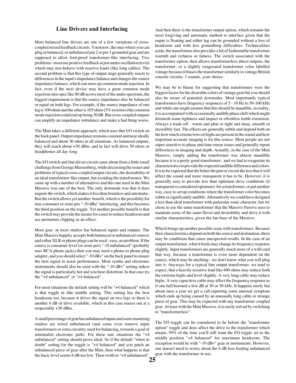 Manley LANGEVIN MINI MASSIVE STEREO EQ User Manual | Page 25 / 31