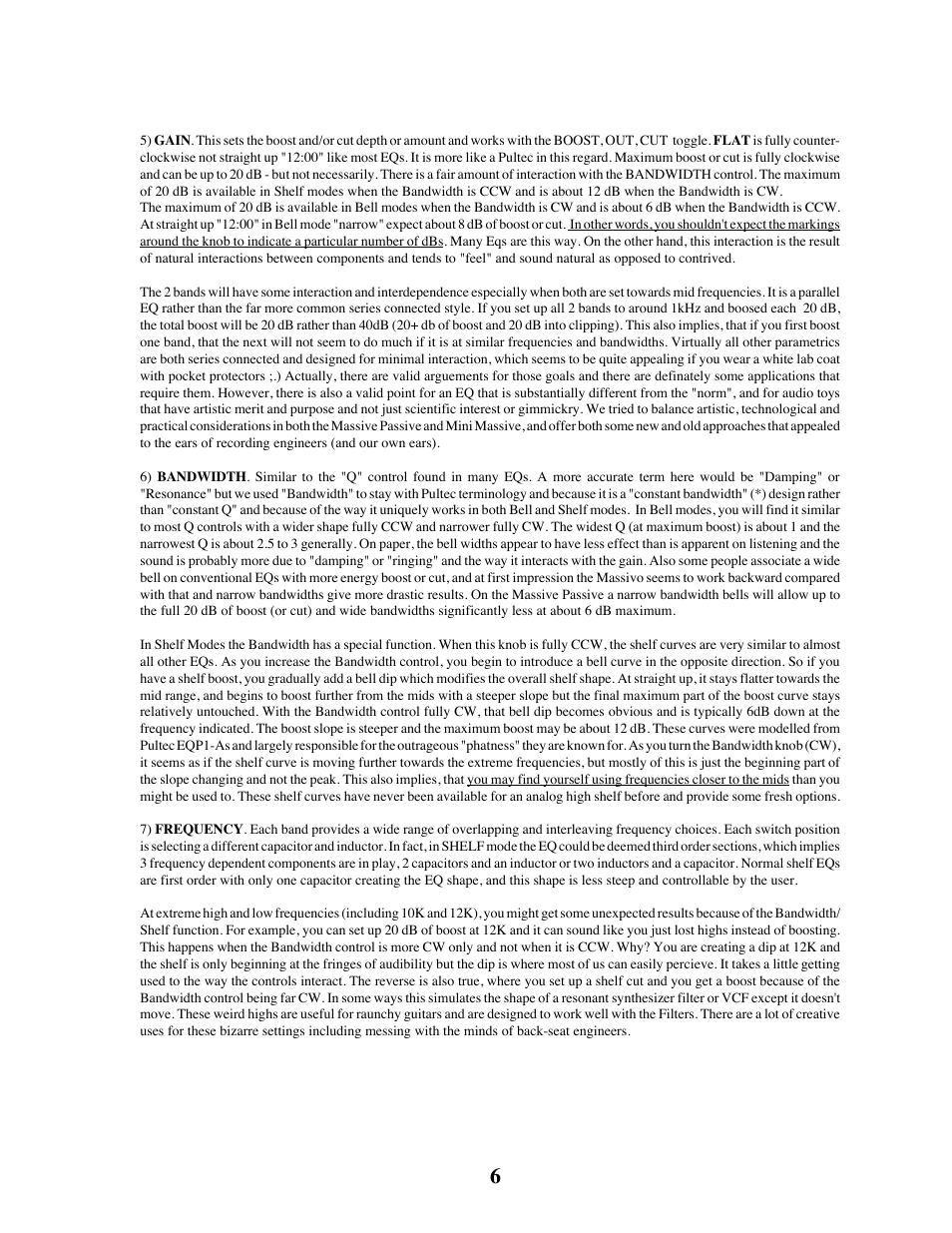 Manley LANGEVIN MINI MASSIVE STEREO EQ User Manual | Page 6 / 31