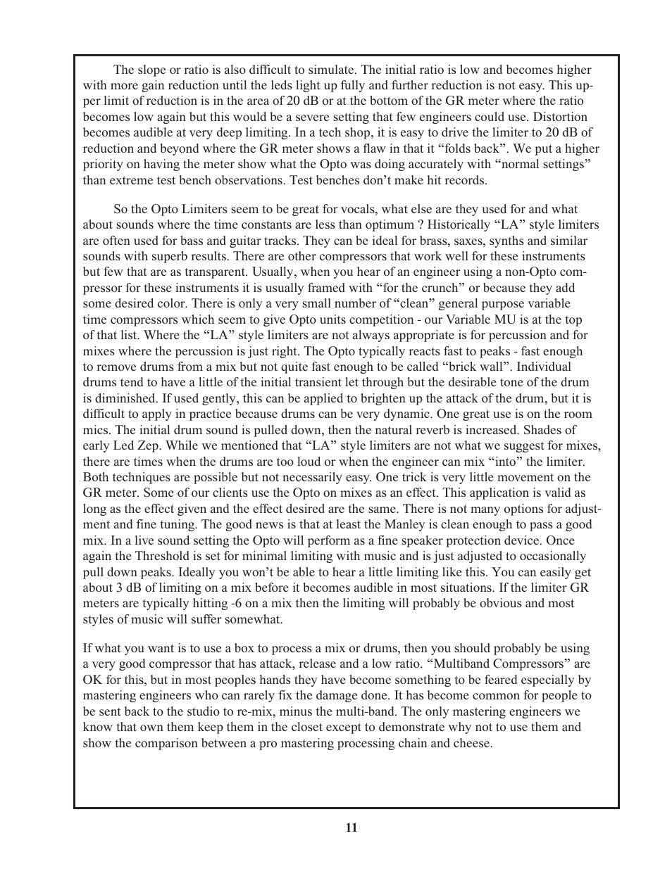 Manley Langevin Dual Vocal Combo 1999 - 4/2001 LDVC000 - LDVC178 User Manual | Page 11 / 20