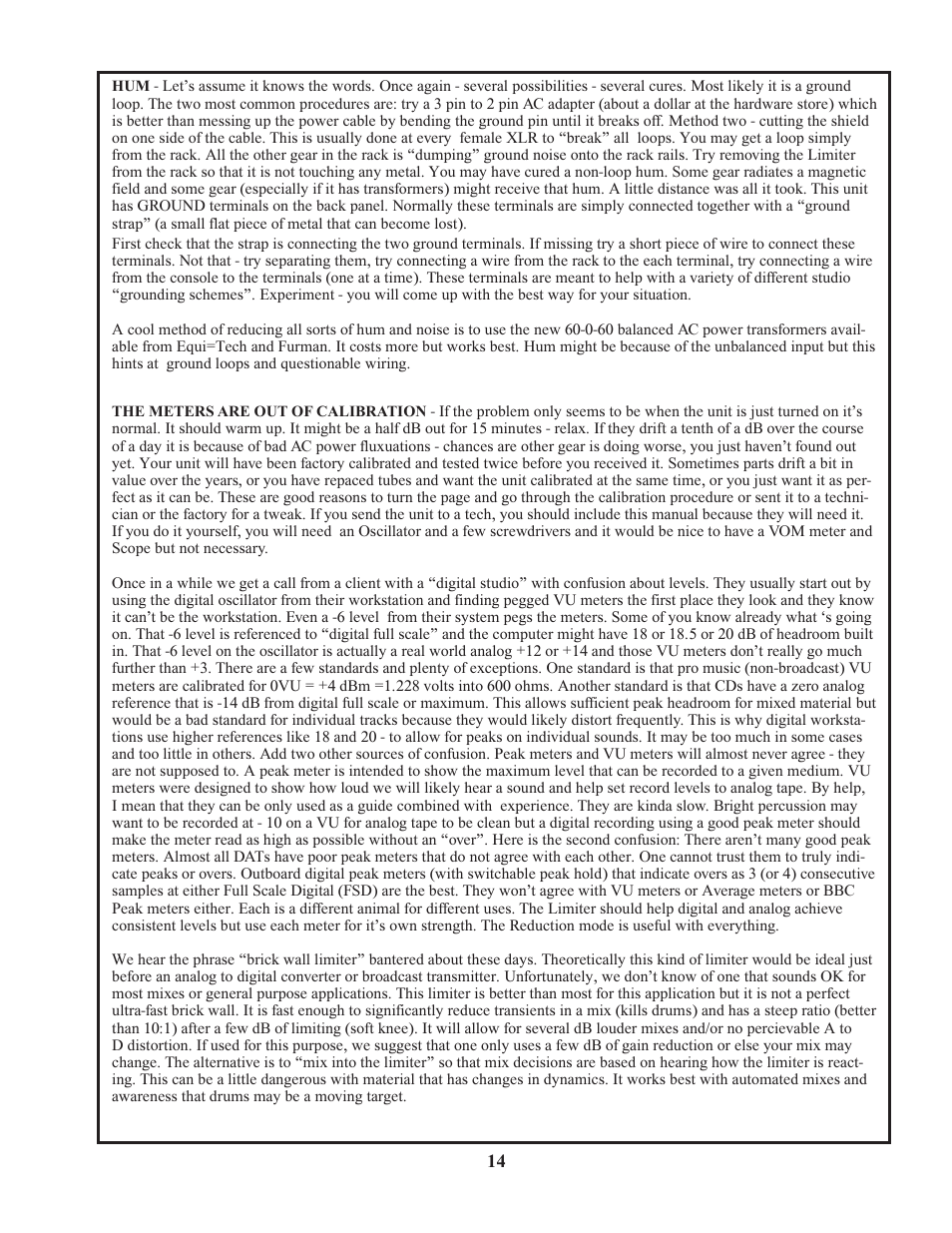 Manley Langevin Dual Vocal Combo 1999 - 4/2001 LDVC000 - LDVC178 User Manual | Page 14 / 20