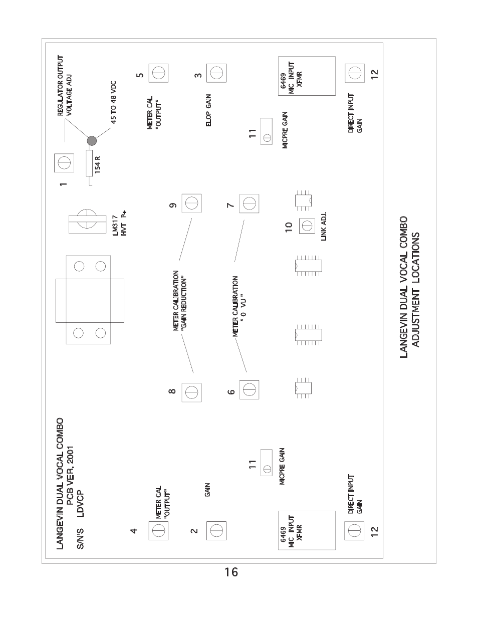 Locations, Langevin dual vocal combo adjustment | Manley Langevin Dual Vocal Combo 1999 - 4/2001 LDVC000 - LDVC178 User Manual | Page 16 / 20