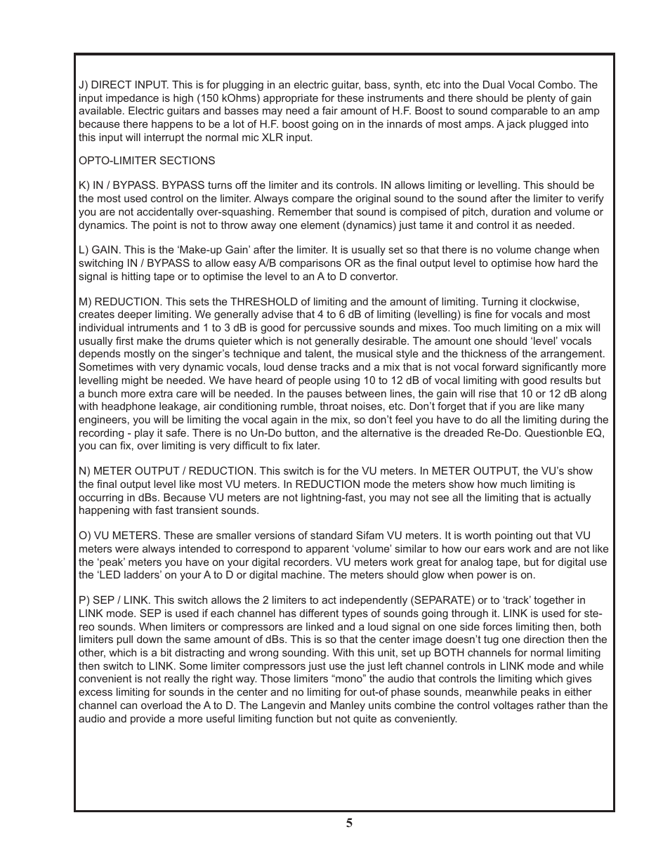 Manley Langevin Dual Vocal Combo 1999 - 4/2001 LDVC000 - LDVC178 User Manual | Page 5 / 20
