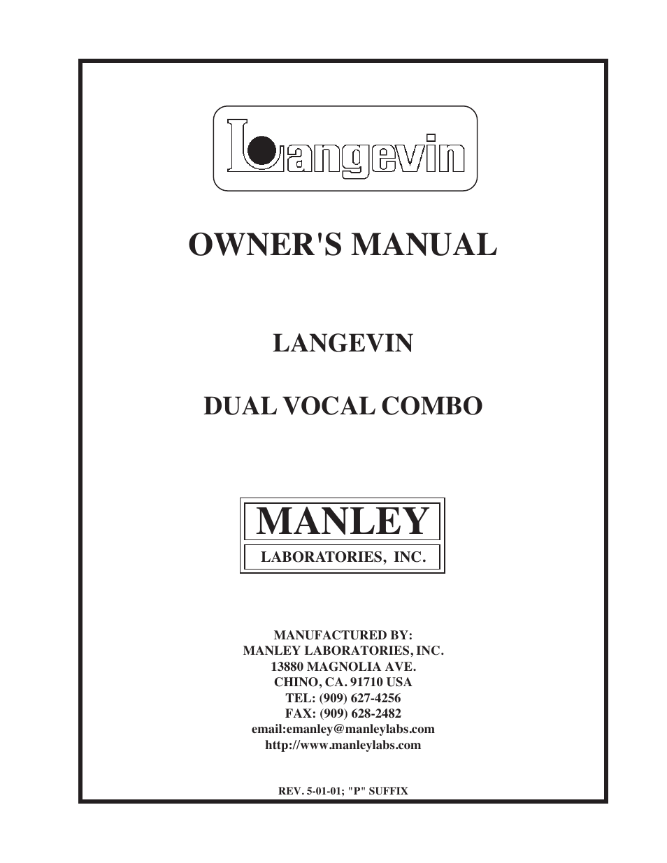 Manley Langevin Dual Vocal Combo 4/2001 - present LDVCP179 and up User Manual | 22 pages