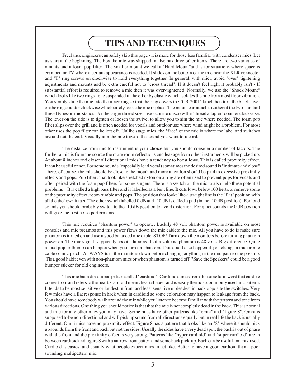 Tips and techniques | Manley Langevin CR2001 2001 - present User Manual | Page 3 / 6