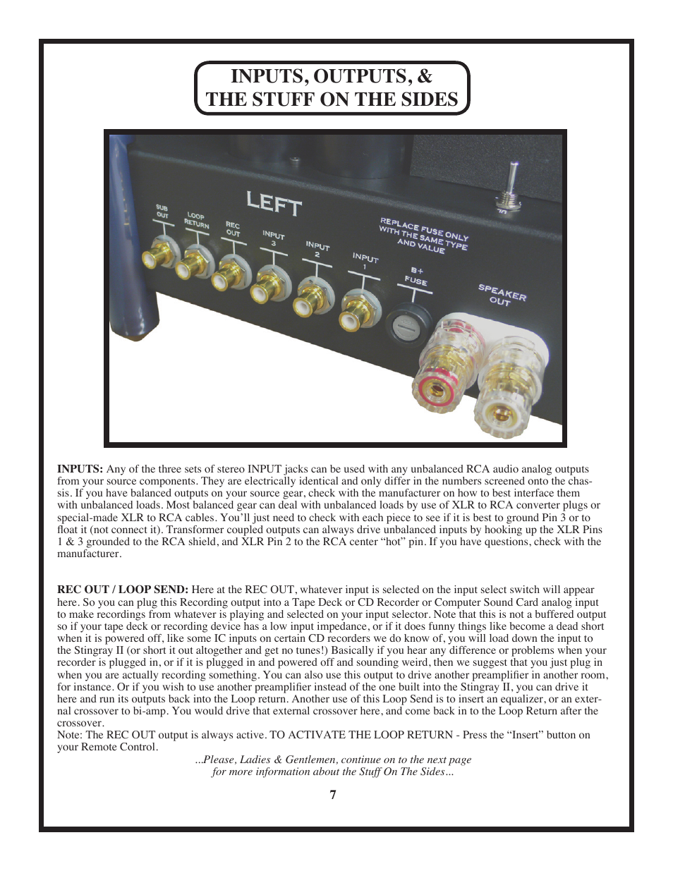 Inputs, outputs, & the stuff on the sides | Manley Stingray II User Manual | Page 7 / 20