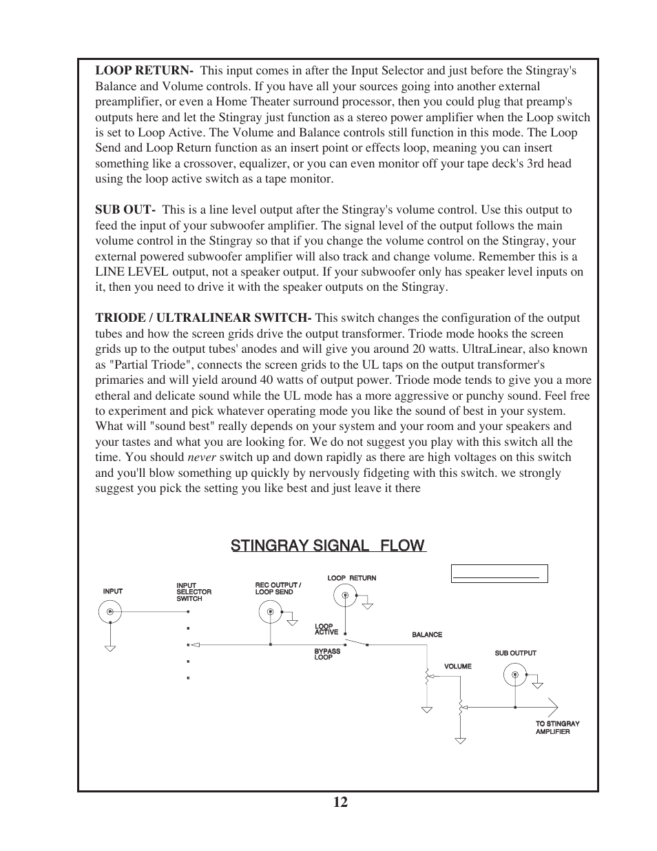 Flow, Stingray signal | Manley STINGRAY original version rev.2 6/2005 - 9/2009 MSTX User Manual | Page 12 / 22