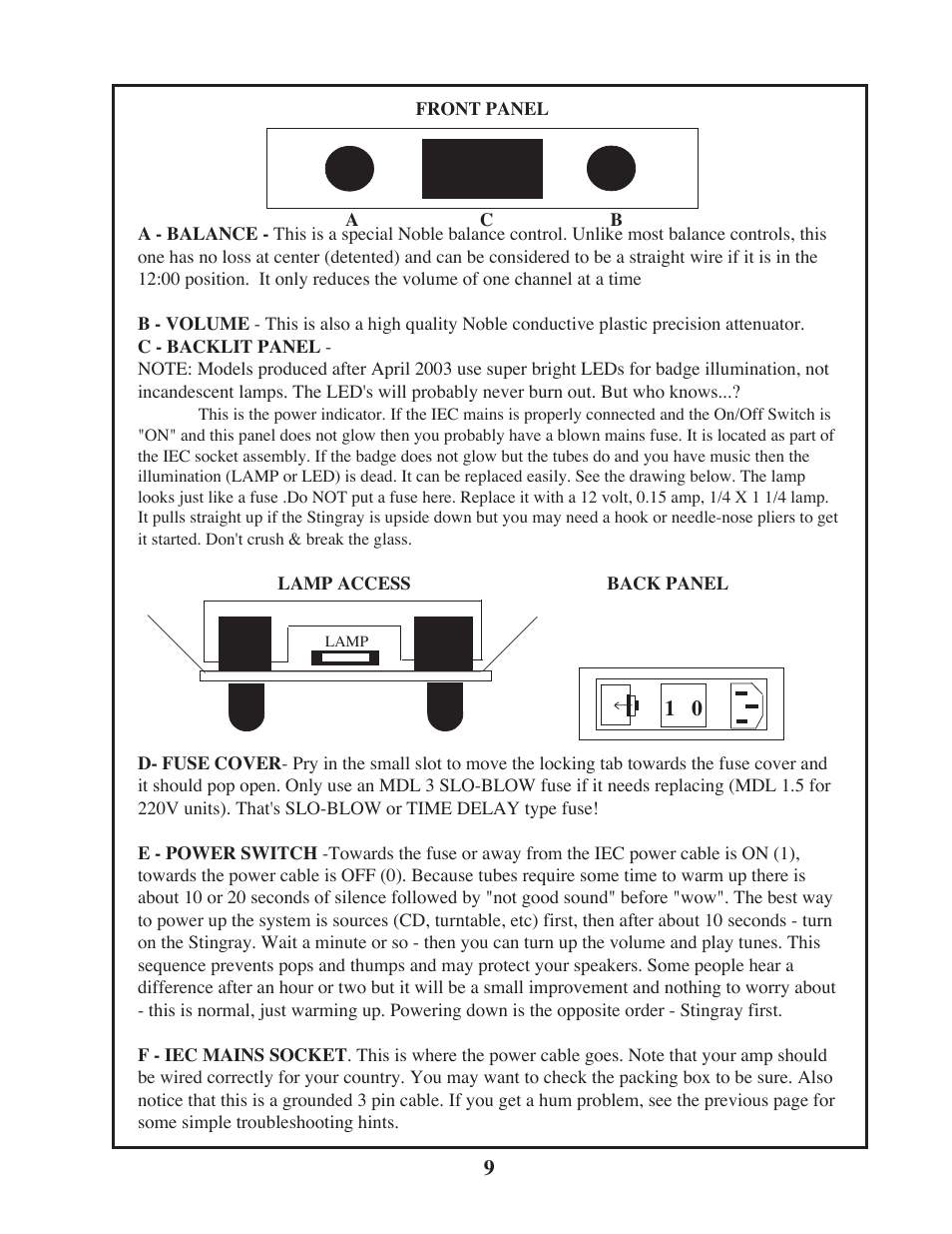 Manley STINGRAY original version rev.2 6/2005 - 9/2009 MSTX User Manual | Page 9 / 22