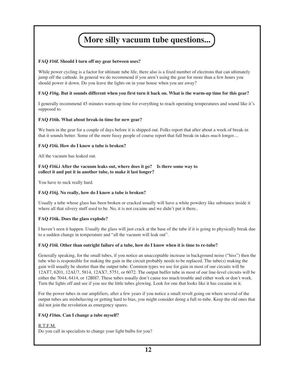 More silly vacuum tube questions | Manley SNAPPER User Manual | Page 12 / 16