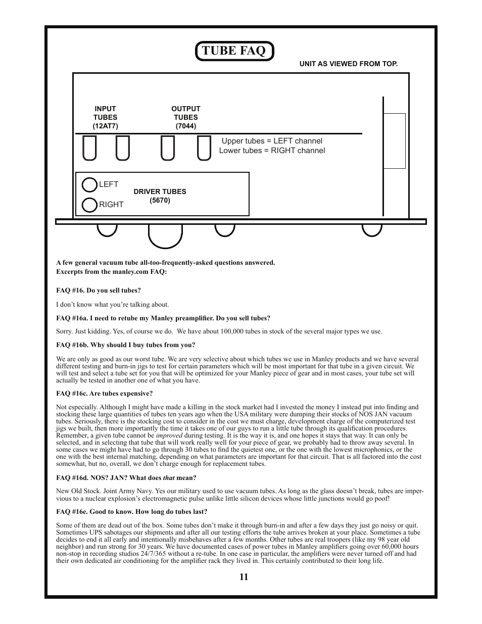 Tube faq | Manley JUMBO SHRIMP User Manual | Page 11 / 19