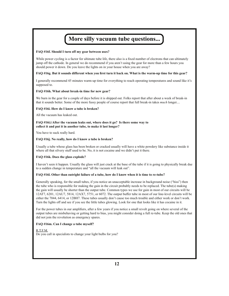 More silly vacuum tube questions | Manley JUMBO SHRIMP User Manual | Page 12 / 19