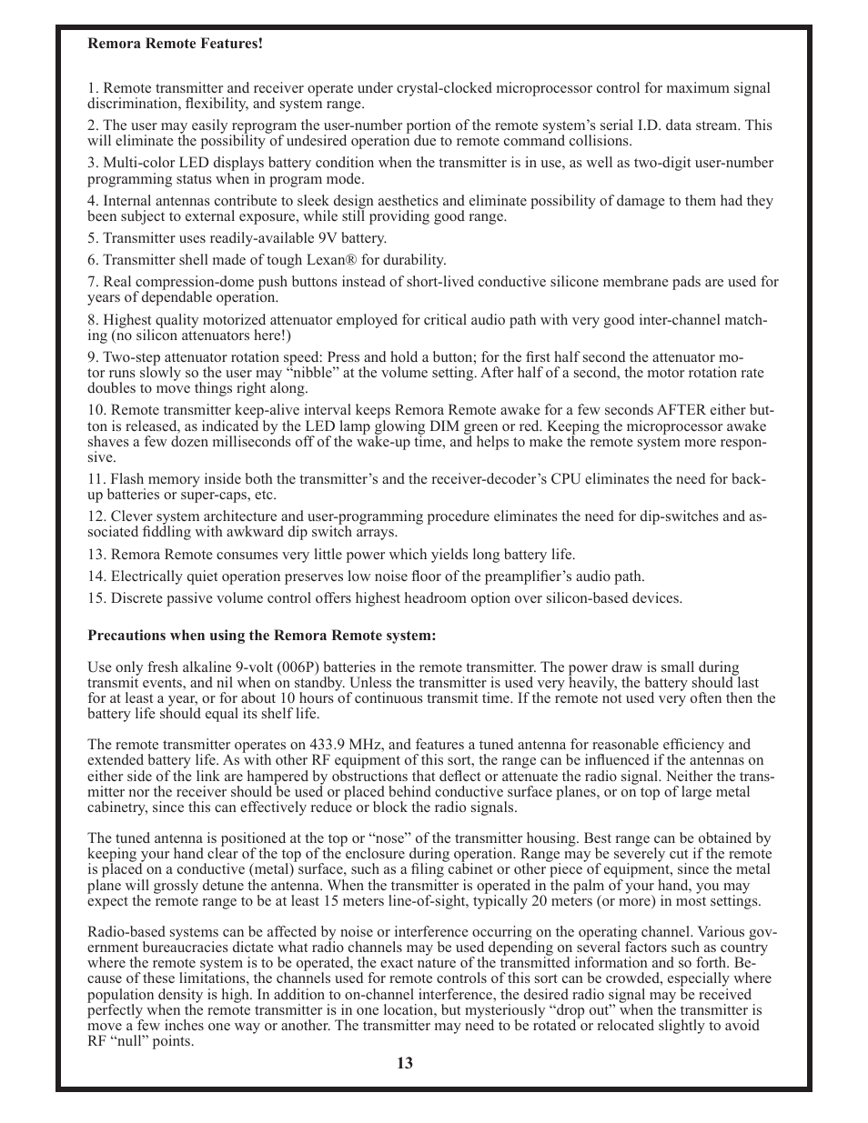 Manley STEELHEAD RC User Manual | Page 13 / 19