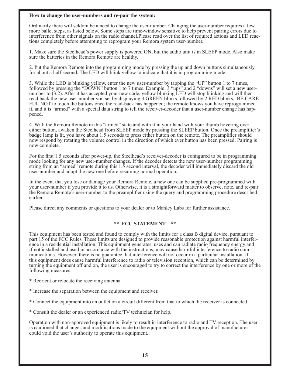 Manley STEELHEAD RC User Manual | Page 15 / 19