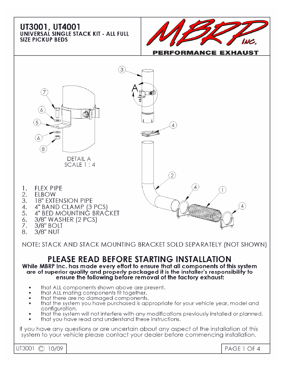 MBRP UT3001 User Manual | 4 pages