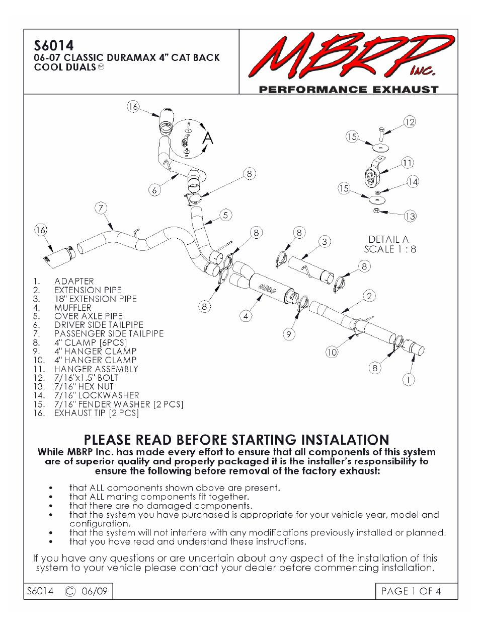 MBRP S6014 User Manual | 4 pages