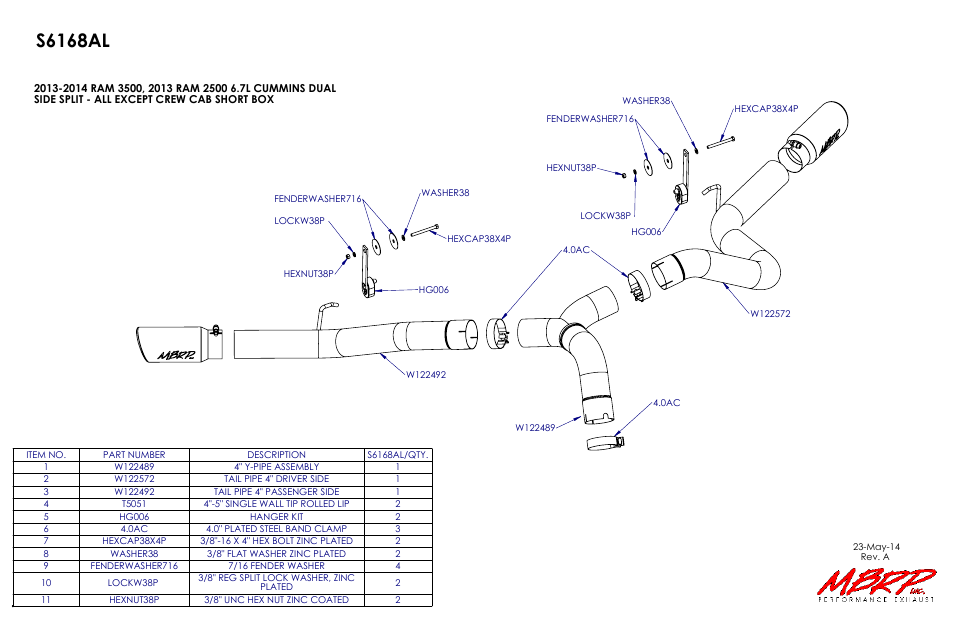 S6168al, Drawing view2 | MBRP S6168409 User Manual | Page 2 / 2