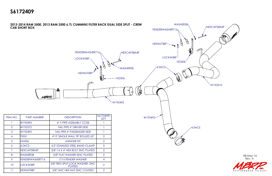 MBRP S6172409 User Manual | 2 pages