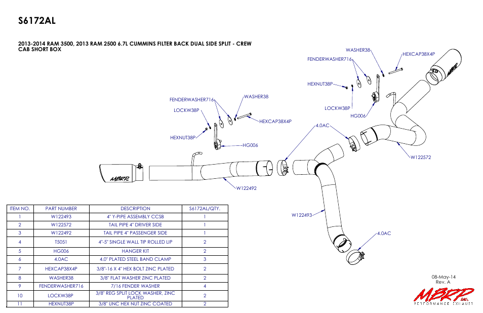 S6172al, Drawing view2 | MBRP S6172409 User Manual | Page 2 / 2