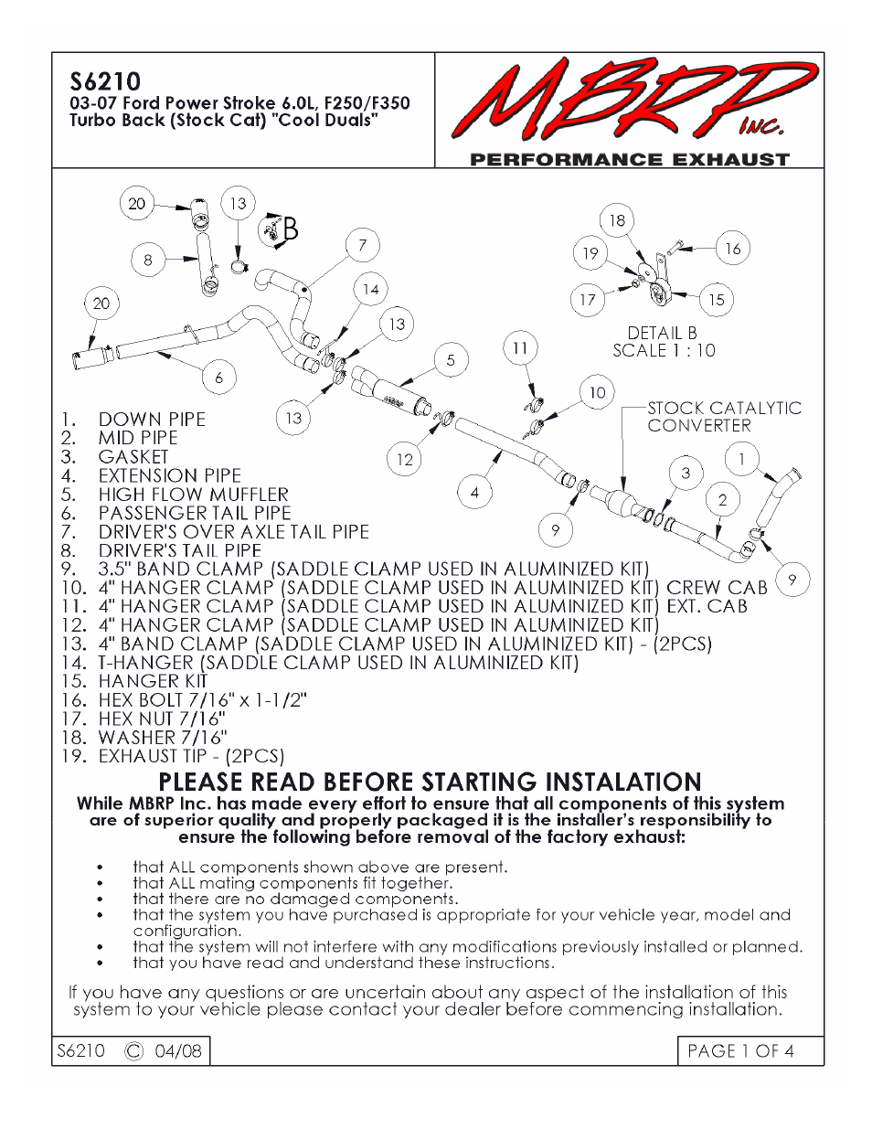 MBRP S6210 User Manual | 4 pages