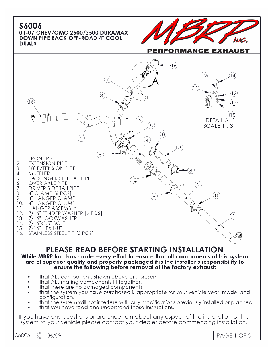 MBRP S6006 User Manual | 5 pages