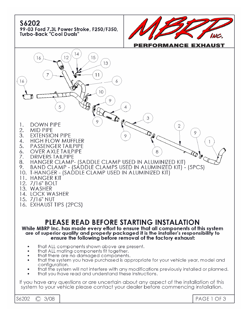 MBRP S6202 User Manual | 3 pages