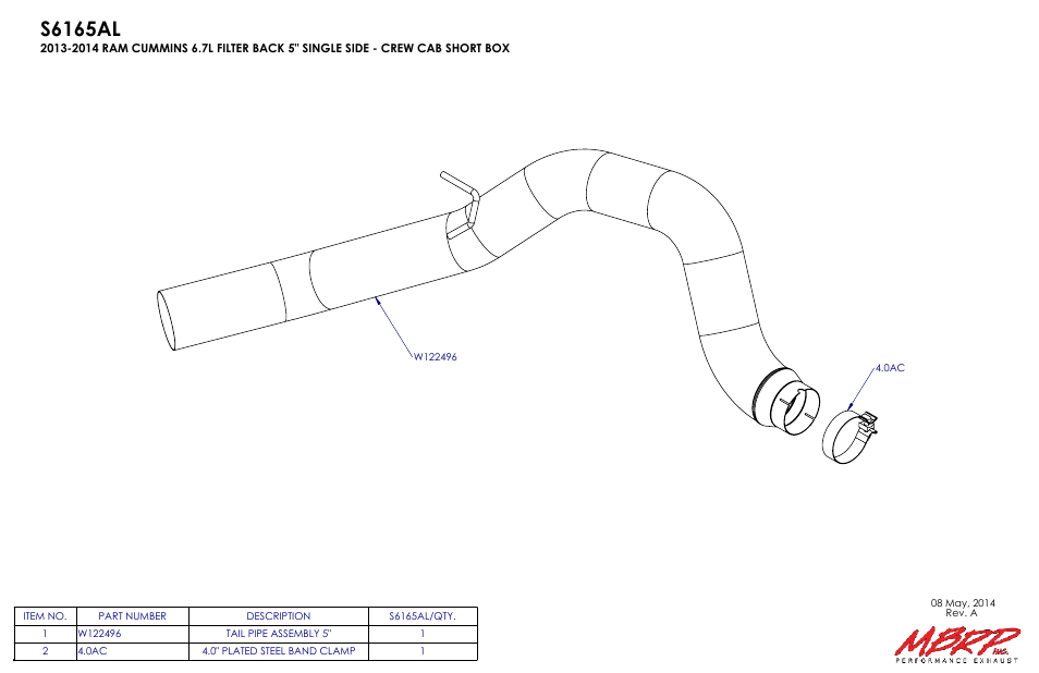 MBRP S6165AL User Manual | 2 pages