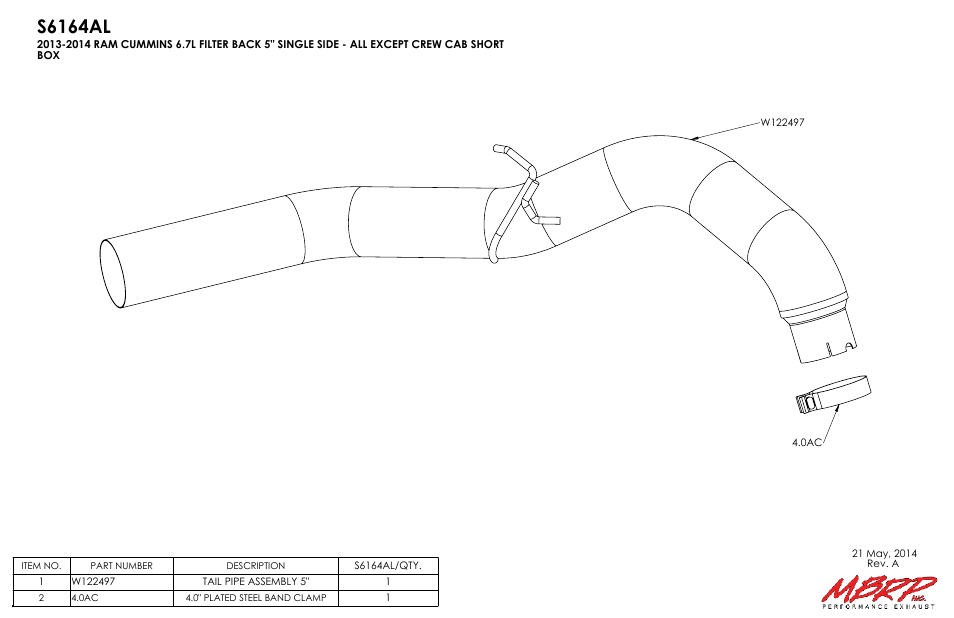 MBRP S6164AL User Manual | 2 pages