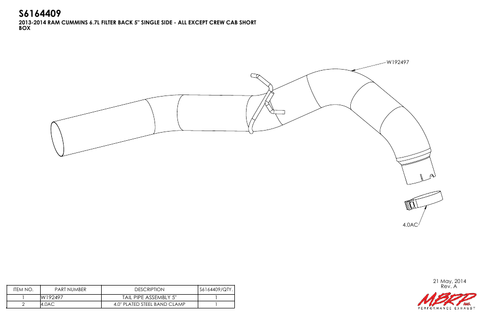 S6164409, Drawing view3 | MBRP S6164AL User Manual | Page 2 / 2