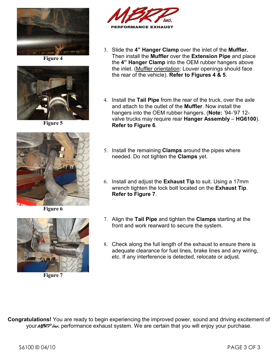 Mbrp inc | MBRP S6100 User Manual | Page 3 / 3