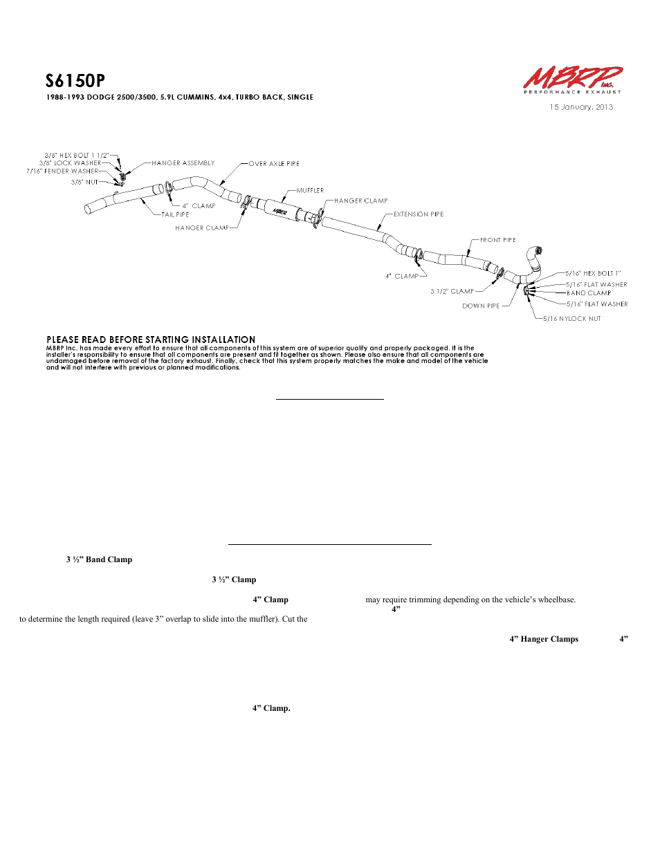 MBRP S6150P User Manual | 1 page