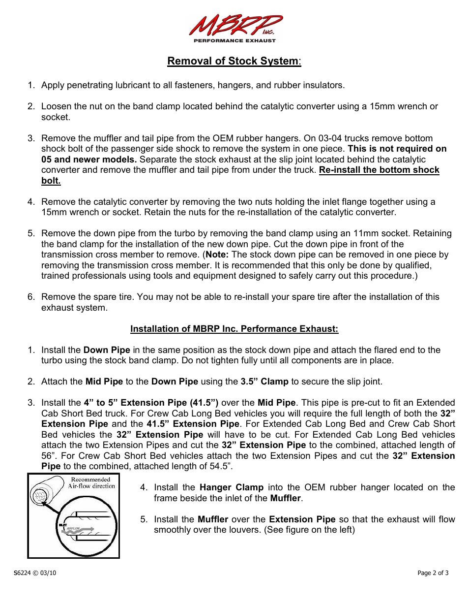 Removal of stock system | MBRP S6224 User Manual | Page 2 / 3