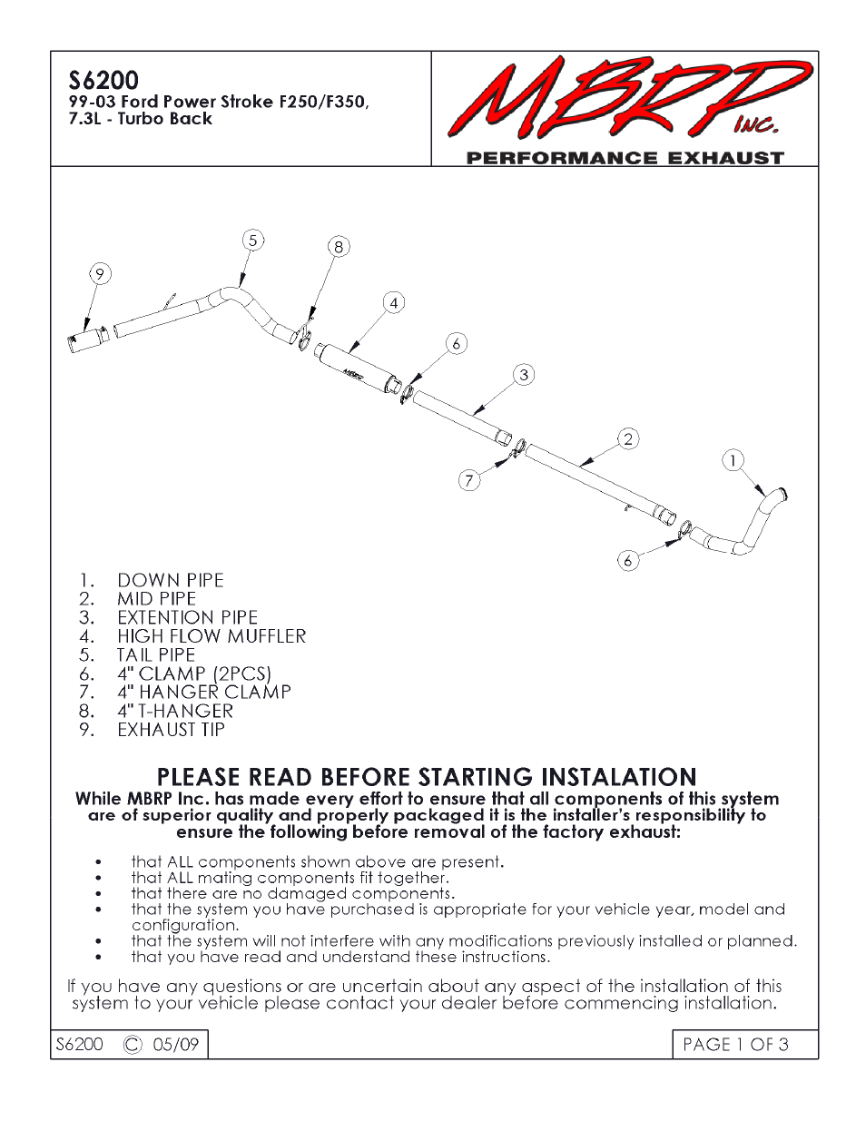 MBRP S6200 User Manual | 3 pages