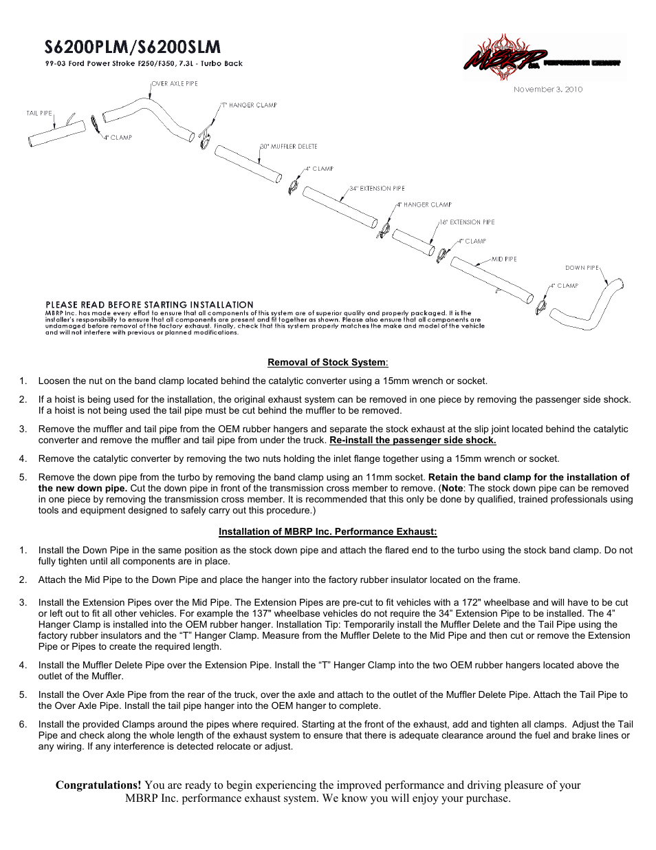 MBRP S6200SLM User Manual | 1 page