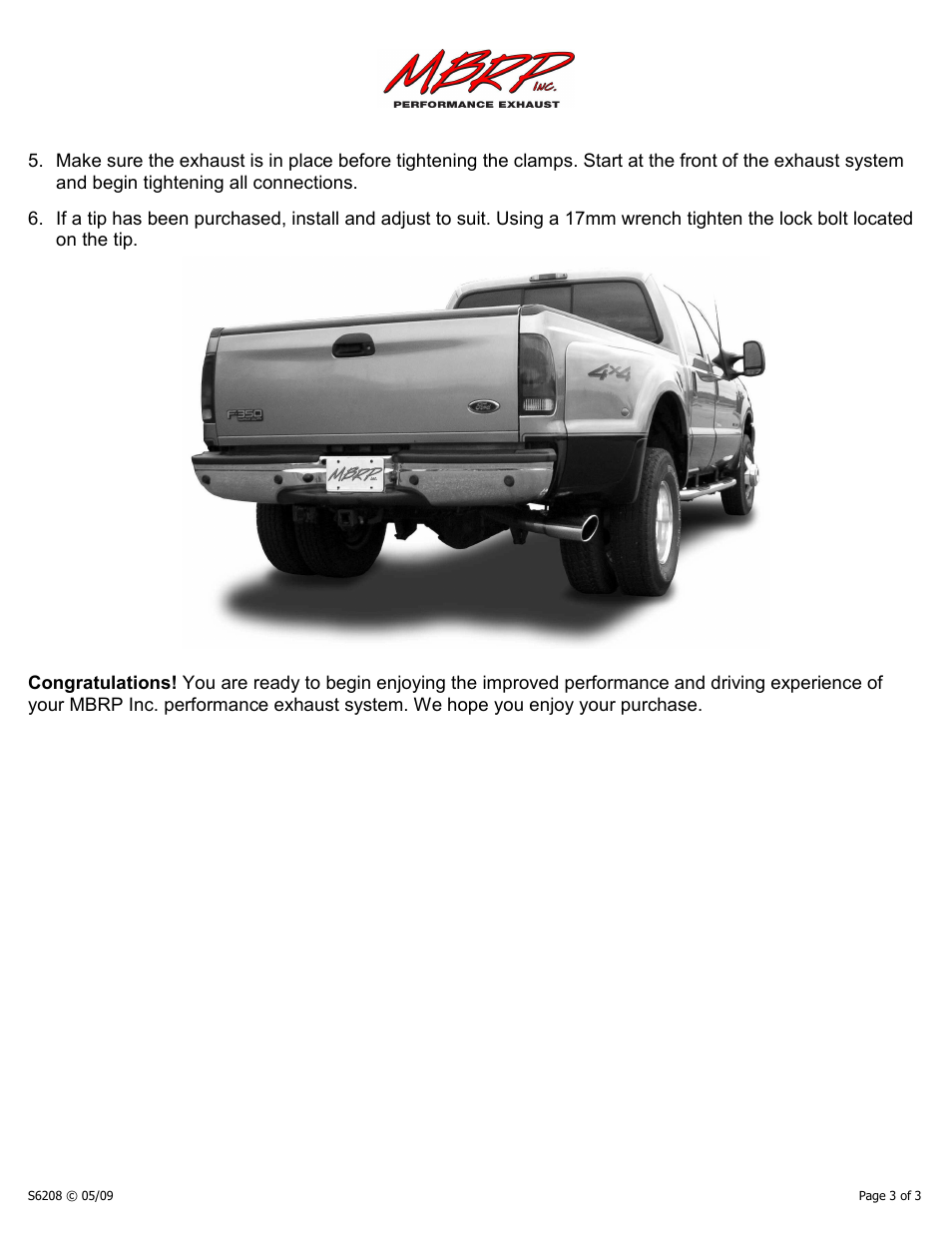 MBRP S6208 User Manual | Page 3 / 3
