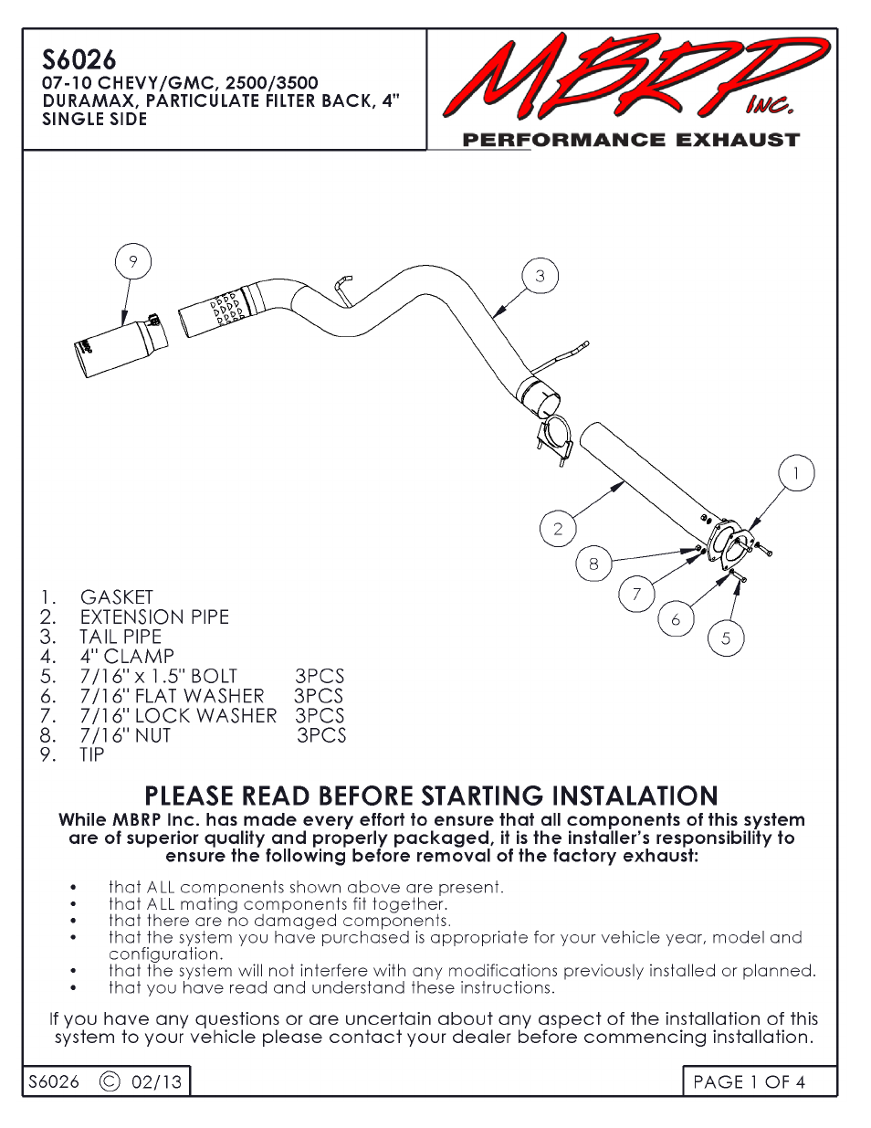 MBRP S6026 User Manual | 4 pages