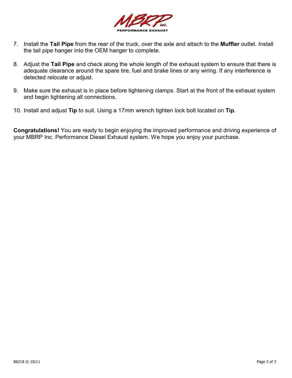 MBRP S6218 User Manual | Page 3 / 3