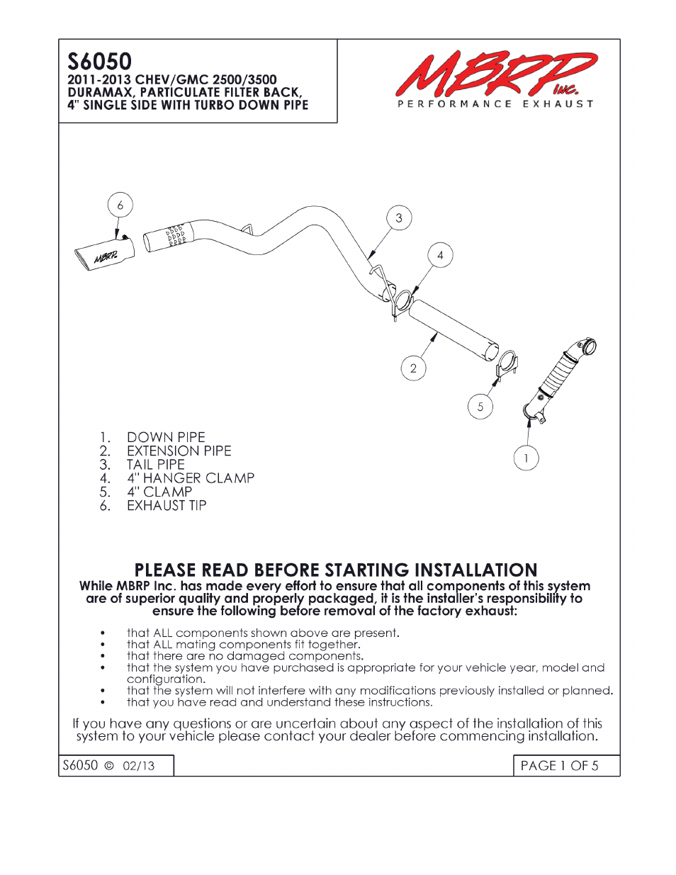 MBRP S6050 User Manual | 5 pages