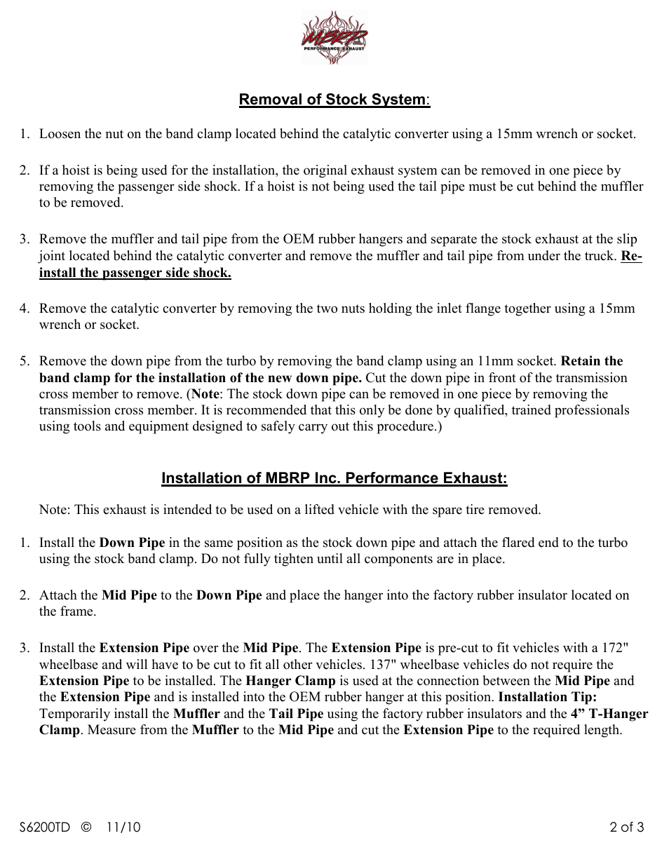 MBRP S6200TD User Manual | Page 2 / 3