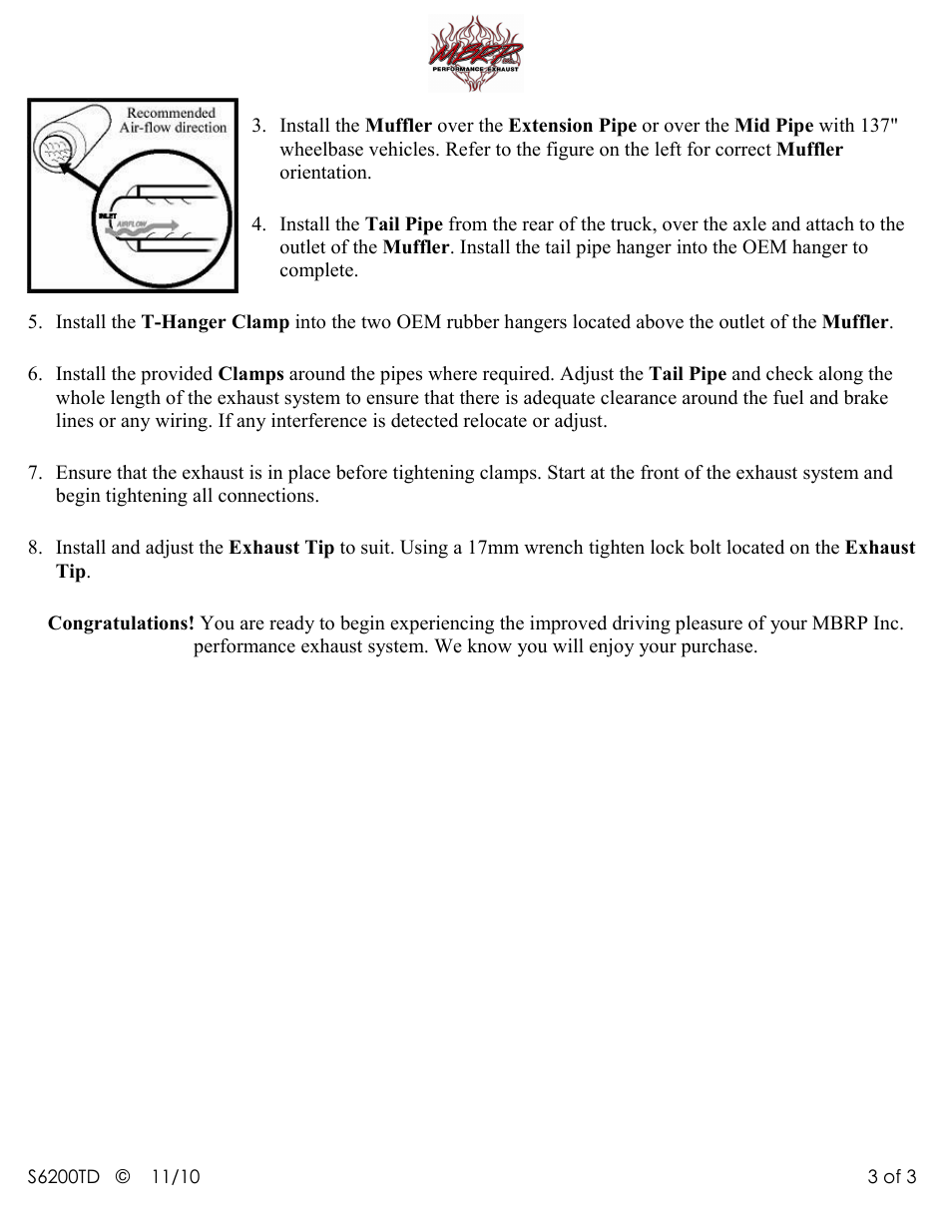 MBRP S6200TD User Manual | Page 3 / 3