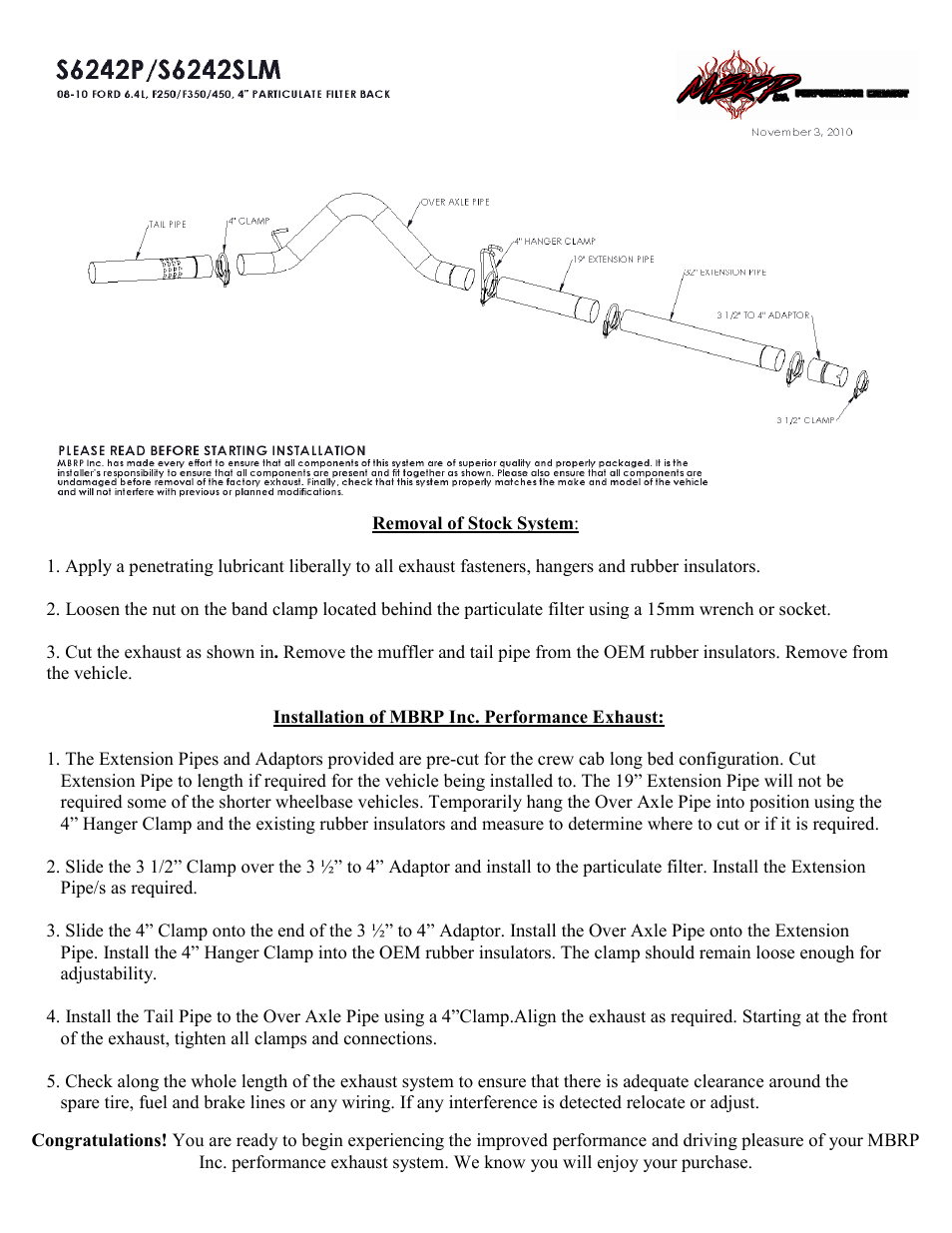 MBRP S6242P User Manual | 1 page